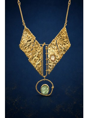 Bereka Jewelry 925 Ayar Gümüş 18K Altın Kaplama Kyanit ve Sitrin Taşlı El Işçiliği Kolye - Solstice
