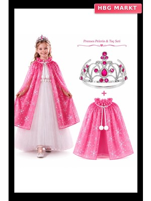 HBG Markt Masal Prensesi Pembe Pelerin ve Taç Seti (85 Cm)