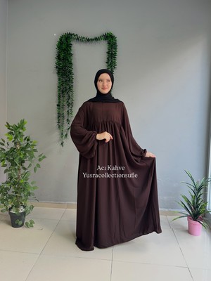 Yüsra Collection Menekşe Balon Kol Elbise