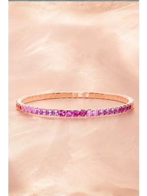 Bereka Jewelry 925 Ayar Gümüş Rose Gold Kaplama Pembe Ombre Su Yolu Bileklik - Violet Horizon