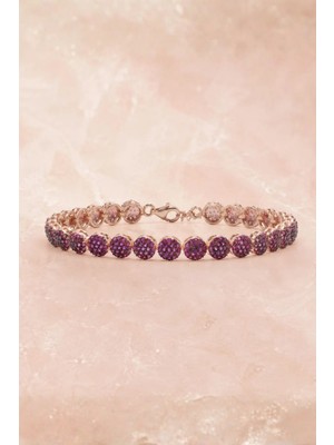 Bereka Jewelry 925 Ayar Gümüş Rose Gold Kaplama Pembe Bileklik - Velvet Orbit