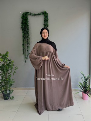 Yüsra Collection Menekşe Balon Kol Elbise