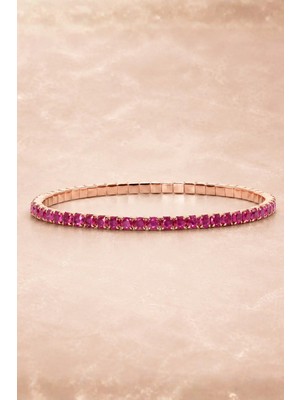 Bereka Jewelry 925 Ayar Gümüş Rose Gold Kaplama Pembe Ombre Su Yolu Bileklik - Blush Horizon