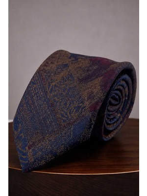 Kravatkolik Bej - Bordo Çiçek Desenli Kravat %100 Mikrofiber Şık Erkek Aksesuarı