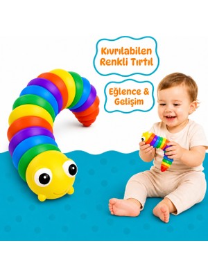 Circle Toys Kıvrılabilen Renkli Tırtıl - Stres Giderici ve Motor Gelişimi Destekleyen Eğitici Oyuncak