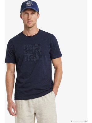 Nautica Erkek Lacivert Regular Fit Baskılı T-Shirt V65353T.4NV