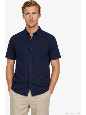 Nautica Erkek Lacivert Regular Fit Kısa Kollu Gömlek W65416T.4NV