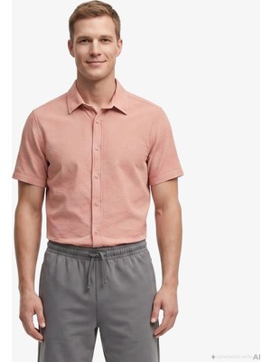 Nautica Erkek Bej Regular Fit Kısa Kollu Gömlek W65416T.2TS