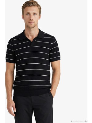 Nautica Erkek Siyah Regular Fit Kısa Kollu Çizgili Triko S65119T.0TB