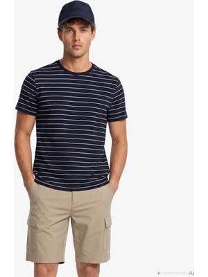 Nautica Erkek Lacivert Regular Fit Çizgili T-Shirt V65376T.4NV