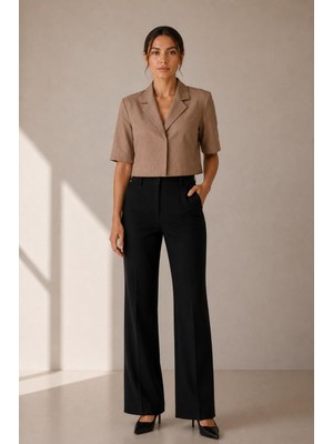 Alexander Gardi Keten Kısa Kollu Crop Blazer Ceket