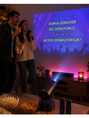 HBG Markt Karaoke Projeksiyon Cihazı Çift Mikrofonlu