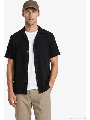 Nautica Erkek Siyah Regular Fit Kısa Kollu Gömlek W65460T.0TB