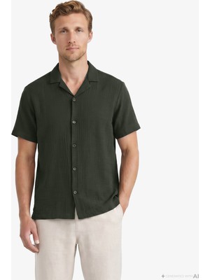 Nautica Erkek Yeşil Regular Fit Kısa Kollu Gömlek W65460T.3DD
