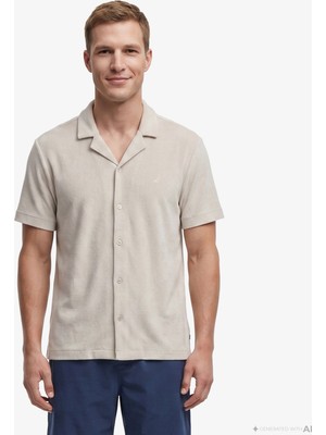 Nautica Erkek Gri Regular Fit Kısa Kollu Gömlek W65500T.0LR