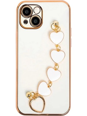 Ally iPhone 13 Mini 5.4inç Kılıf Kalp Bileklik Tutuculu Lüx Silikon Askılı KILIF-(5775)
