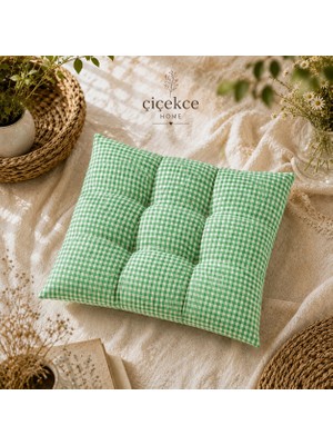 ÇİÇEKCE HOME Çiçekce Home Sandalye Minderi 1 Adet Pötikare Desen Boncuk Silikonlu Dekoratif Minder