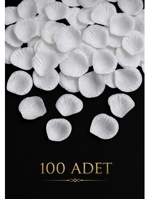 Beraye Yapay Beyaz Gül Yaprağı, Romantik Dekor Hediye Süs Düğün Kına Söz Nişan Parti Süsleme 100 Adet
