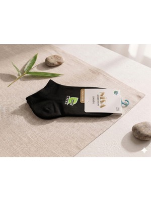 Glowilla Kadın Bambu Likralı Soket Çorap 3'lü Paket (36-40 Beden) - Siyah