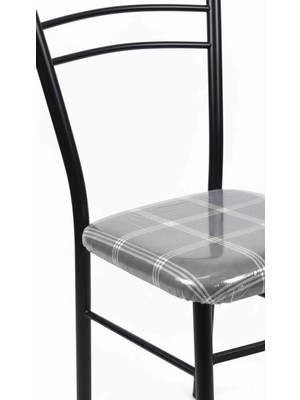 Moontime Alaçatı Kareli Desenli Metal Sandalye – Dayanıklı & Şık