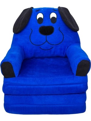 Moontime Alaçatı Minderli Katlanabilir Bebek-Çocuk Koltuğu Sandalye Portatif Yatak Puf Sofa Kumaş Köpek Figürlü