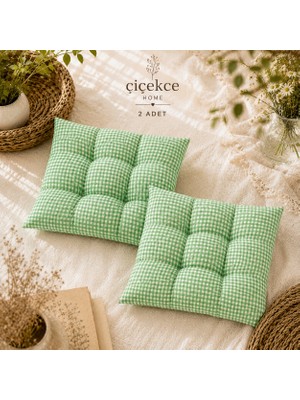 ÇİÇEKCE HOME Çiçekce Home Çiçekce Home Çiçekce Home Sandalye Minderi Pötikare Desen Boncuk Silikonlu Dekoratif Minder 2 Adet