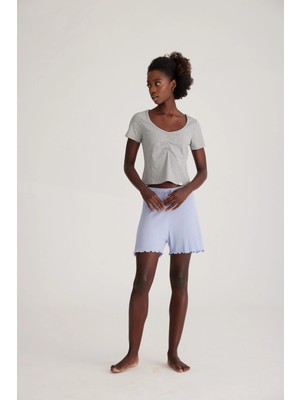 Bony Socks Kadın Loungewear T-Shirt Gri-Melanj