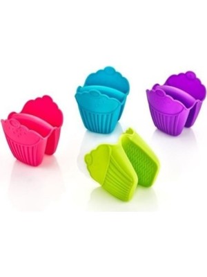 Asitan Roseroi Cupcake Şekilli Lüx Renkli Fırın Eldiveni - Asorti Renk