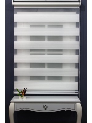 Moontime Alaçatı Stor Perde Ekru Geniş Plise Zebra Stor Güneşlik