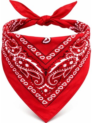 ALK Kırmızı Kovboy Fuları Çuk Bandana Western Desenli Boyun Fuları