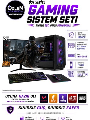 Özlen XL18 İ7 14700F RTX 5060 8GB 16GB DDR5 RAM 1TB M.2 SSD 24'' Full Hd 200Hz Oyuncu Bilgisayarı