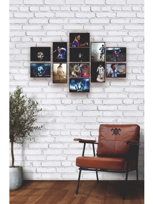 Moontime Alaçatı 12'li Set Çerçeve Görünümlü Lionel Messi Fotoğrafları 12LI Mdf Tablo