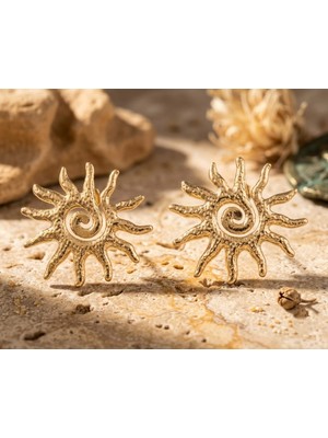 Dükkan Design Cosmic Sarmal Büyük Boy Çelik Enerji Küpesi Gold