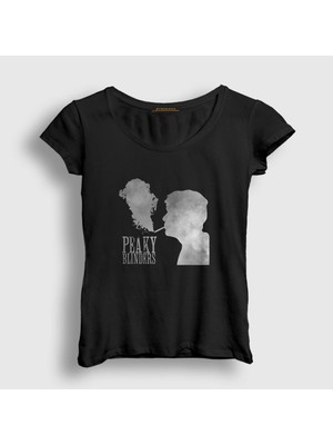 Presmono Kadın Siyah Smoke Peaky Blinders T-Shirt