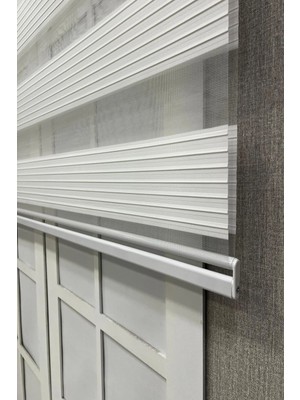 Moontime Alaçatı Zebra Stor Perde Geniş Plise Güneşlik Perde Beyaz