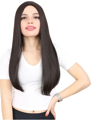Melonika Fiber Sen Uzun Düz Peruk / Kahverengi