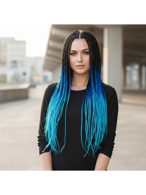 Melonika Afrika Örgüsü ve Rasta Için Sen Ombreli  / Siyah / Koyu Mi / Turkuaz Mi