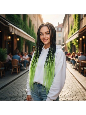 Melonika Afrika Örgüsü ve Rasta Için Sen Ombreli  / Siyah / Açık Fıstık Yeşili