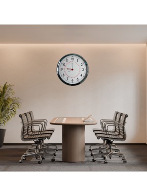 TKÇ Krom Takvimli 52 x 52 cm Metal Duvar Saati