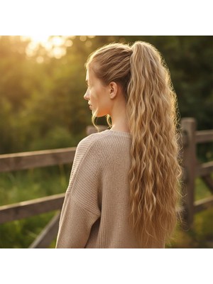 Melonika Tokalı Kabarık Daalı At Kuyruğu / Karamel Platin Röfleli