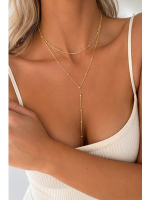 Trend Collection Gold Renk Y Kolye Kadın Zarif Zincir Kolye