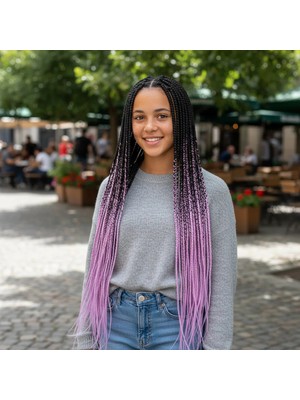 Melonika Afrika Örgüsü ve Rasta Için Sen Ombreli  / Siyah / Lila