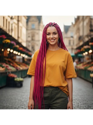 Melonika Afrika Örgüsü ve Rasta Için Sen  / Koyu Fuşya