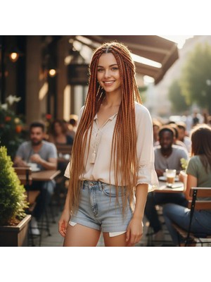 Melonika Afrika Örgüsü ve Rasta Için Sen Ombreli  / Bakır / Karamel
