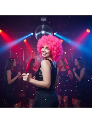 Melonika Animasyon Parti ve Palyaço Peruğu / Neon Pembe