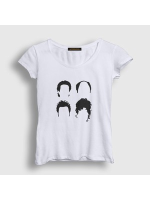 Presmono Kadın Beyaz Heads Seinfeld T-Shirt