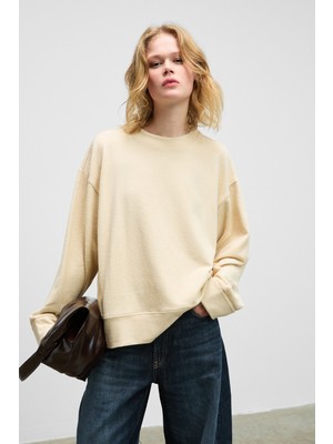 Ethiquet Zephıra Kadın Yumuşak ve Esnek Kumaşlı Yuvarlak Yakalı Vizon Sweatshirt