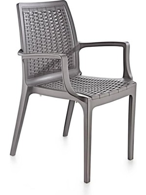 Asitan SY-2524 Örgü Desenli Rattan Bahçe Koltuk Sandalye 4'lü Set