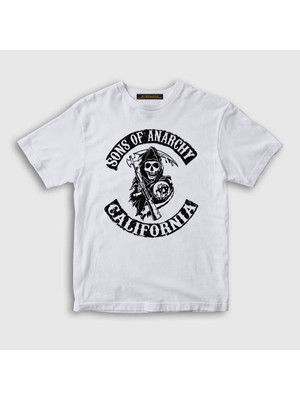 Presmono Unisex Çocuk Beyaz California Sons Of Anarchy T-Shirt