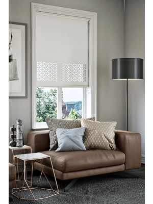 Moontime Alaçatı Lazer Kesim Mat Stor Perde, Lazer Kesimli Modern Serisi, M-191001 Beyaz Renk